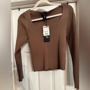 Sincerely Jules Brown Long Sleeve Ribbed Top